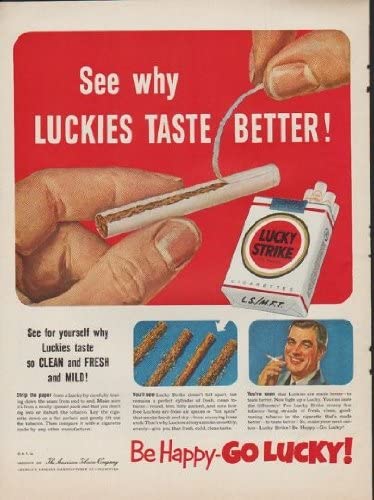 Amazon.com: 1952 Lucky Strike Cigarettes Ad "Luckies Taste Better": Posters  & Prints